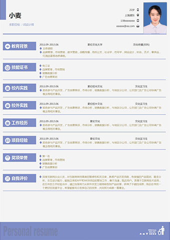 产品策划在线简历模板缩略图